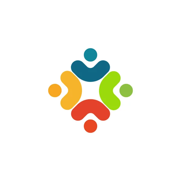 Logo humano, icono de ayuda mutua, personas juntas logotipo abstracto. La gente apoya y espera símbolo. Concepto de diseño de vector de asociación sobre fondo blanco . — Vector de stock