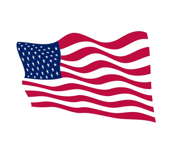 USA vlag zwaaien op witte achtergrond, vectorillustratie. Amerikaanse nationale ontwerpelement. Undependence dag van de Verenigde Staten van Amerika, juli vierde logo. — Stockvector