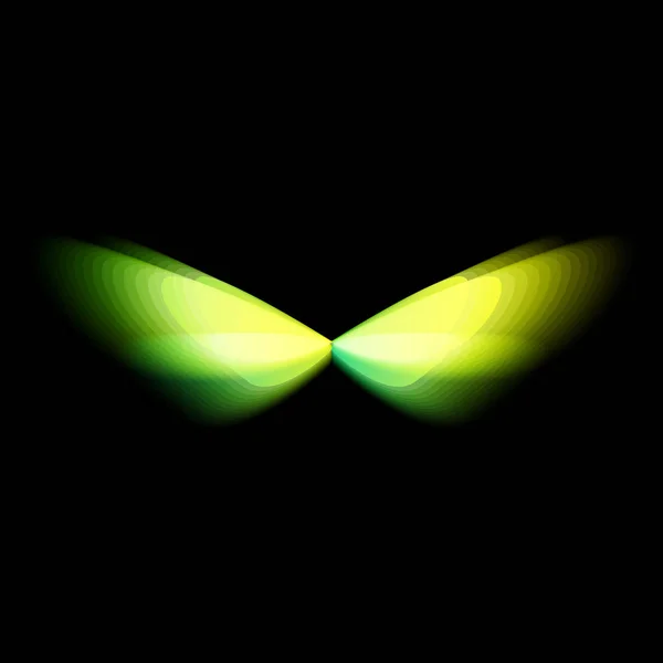 Schmetterling isoliert Logo. helle bunte Schmetterlingsflügel, dynamische Bewegung, verschwommene Wirkung. abstraktes Vektor-Logo auf schwarzem Hintergrund. — Stockvektor