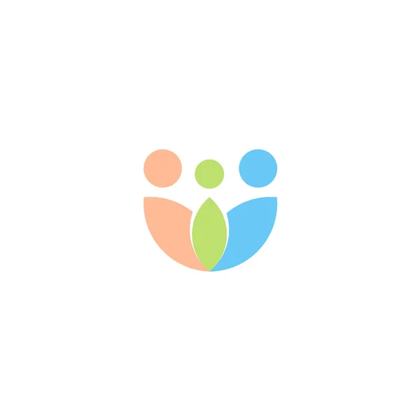 Logo de vector familiar, icono de amor de los padres, emblema de adopción, plantilla de logotipo de hojas abstractas . — Vector de stock