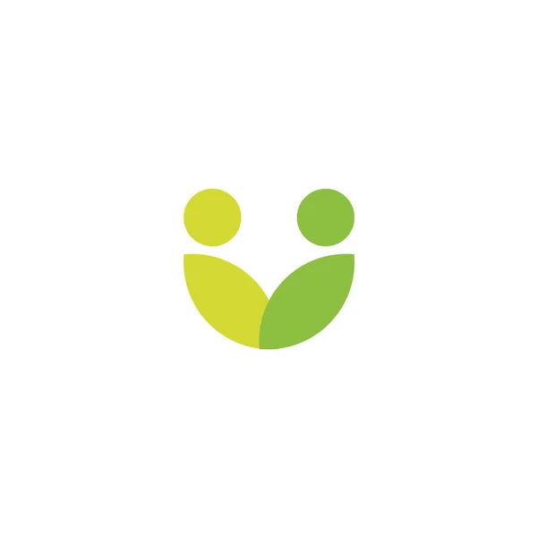 Logotipo Folhas Verdes Abstrato Ícone Pessoas Estilizadas Comunidade Vegan Cuidados —  Vetores de Stock