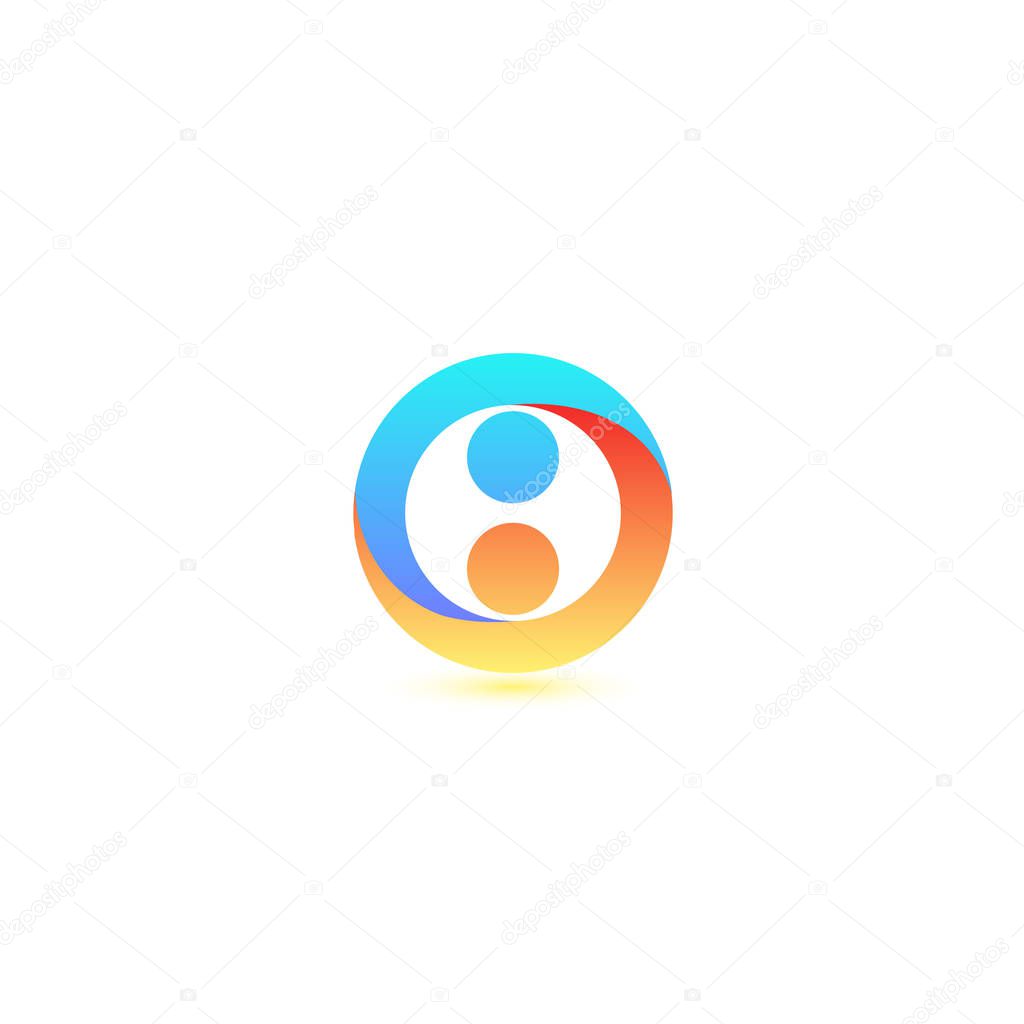 Round bright abstract two people top view vector logo template