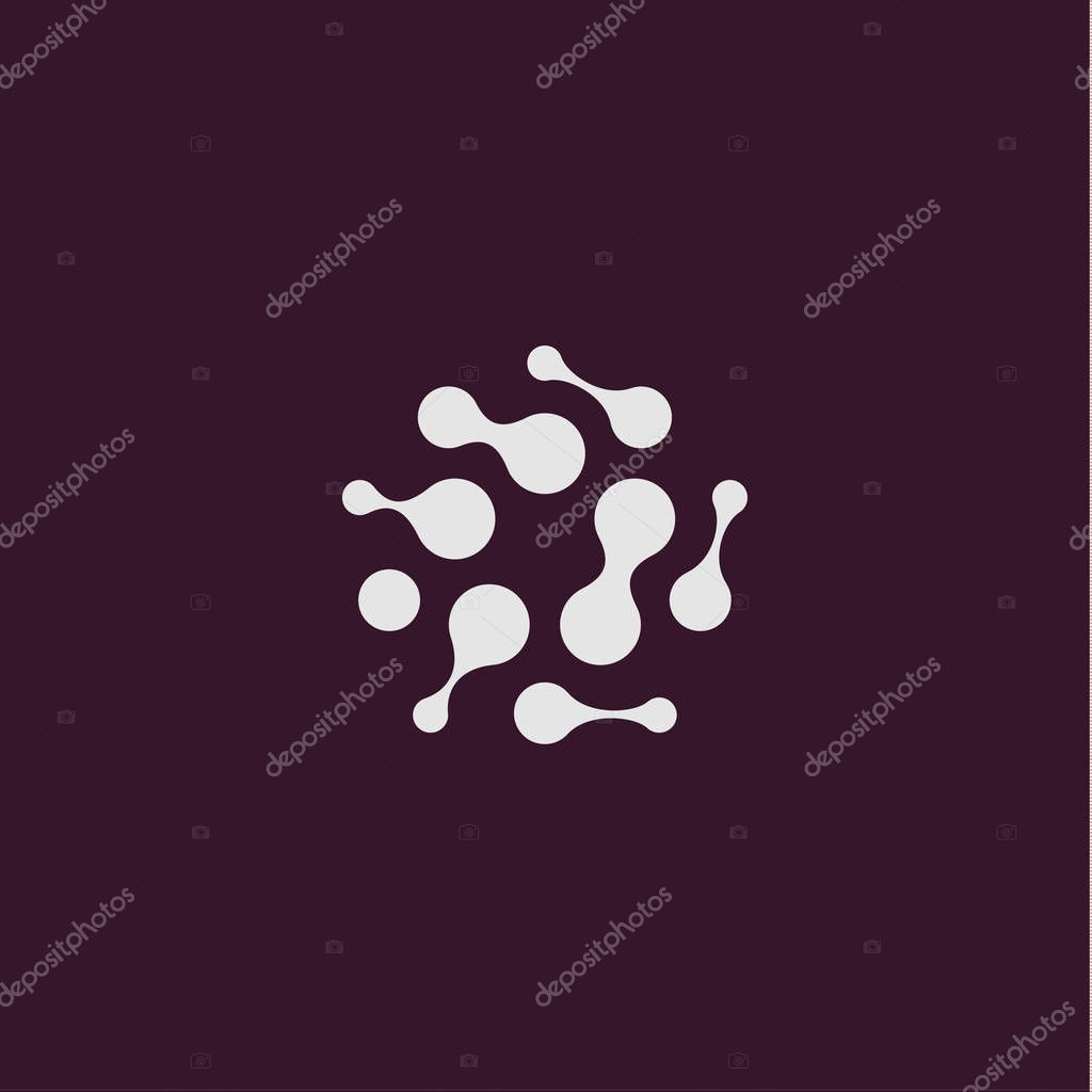 Abstract bacterium spreads. Star shape abstract stylized, purpure color logo template. Blot, balloons, drop, mud, molecule logo element. Vector isolated modern color logo. Universal company symbol.