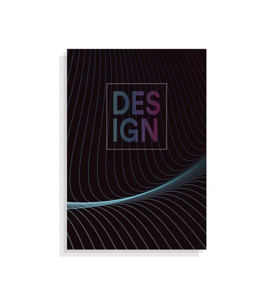 Modelo de design de capa de brochura abstrata com design de linhas onduladas em fundo escuro, ilustração de vetor de onda de cor . — Vetor de Stock