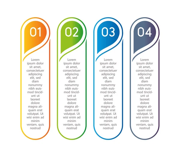 Passos verticais, elementos infográficos. Delinear menu colorido para a interface do aplicativo. Opções numéricas. Web design de botões elementos. Infográficos 1. 2. 3. Ícones de passo vetorial . —  Vetores de Stock