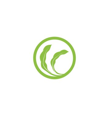 Soya fasulyesi vektör simge izole Soyut Yeşil renk yuvarlak logo fasulye. Doğa eleman logo. Tarım organik ürün işareti. Vektör çizim hasat