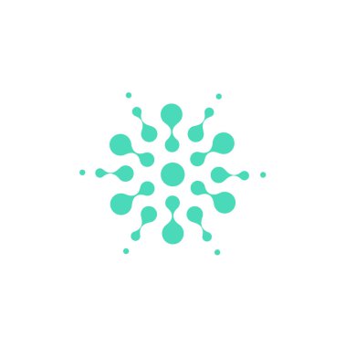 Turkuaz soyut daireler, evrensel logo şablonu şekilden yuvarlak. İzole kutsal kişilerin resmi, beyaz arka plan üzerinde vektör çizim.