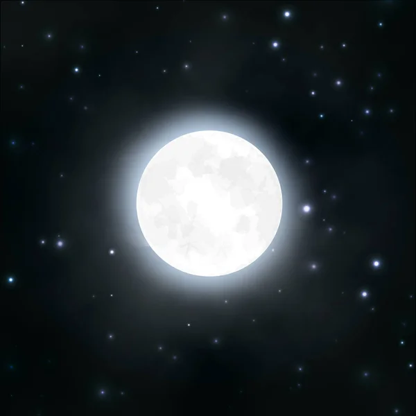 Луна, ночное небо, звезды, векторная иллюстрация — стоковый вектор