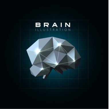 Neural ağ yapısı vektör çizim. Soyut poligonal beyin logo şablonu. Yapay arabirimi.