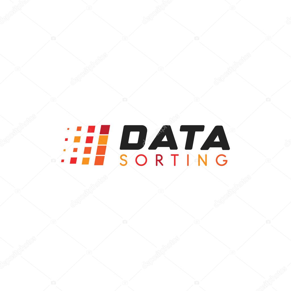 Big data base vector emblem. Data sorting geometric icon. Information sorting abstract logo. Digital technology simple label. Colored squares logo template. Advanced analytics visual design