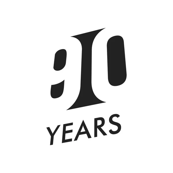 Kilencven éve vektor jelkép sablon. Évforduló szimbólum, negatív tér design. Jubileumi fekete színű ikon. Boldog 90 birthday, elvont illusztrációja. — Stock Vector