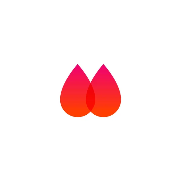 İki kırmızı kan damlaları vektör simgesi. Kan işareti bağış yapın. Dünya donör gün amblemi. Kan nakli Kliniği logo. — Stok Vektör