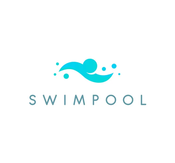 Logo vettoriale logo Swimpool. Icona della piscina. Human is swimming, illustrazione astratta blu su sfondo bianco . — Vettoriale Stock