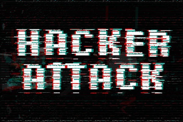 Hacker saldırı vektör çizim. Aksaklık etkisi metin.