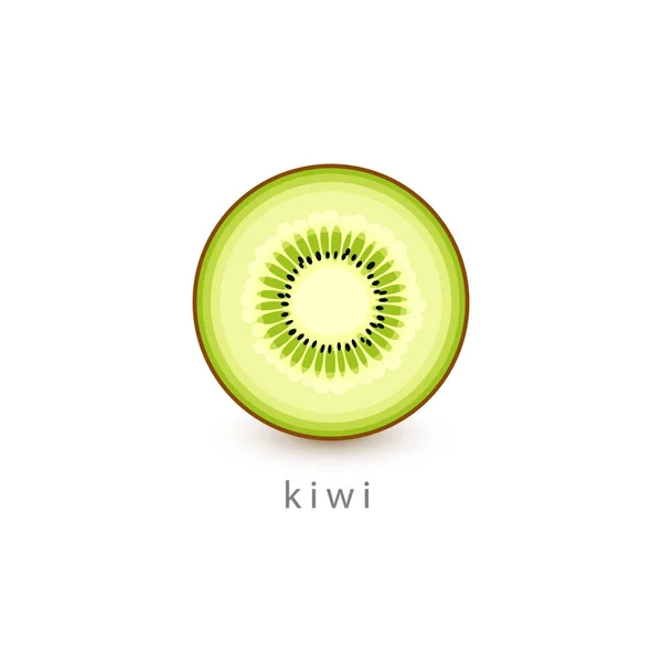 キウイのシンプルなアイコン。ビーガンのロゴのテンプレート、ミニマリズム スタイル。半分フルーツ ベクトル白い背景のイラスト. — ストックベクタ