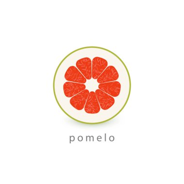Pomelo basit simgesi. Vegan logo şablonu. Minimalizm tarzı vektör çizim beyaz arka plan üzerinde.