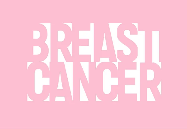 Vita geometriska bokstäver. Breast Cancer banner. World Cancer Day vektor affisch. Vektorillustration på rosa bakgrund. — Stock vektor