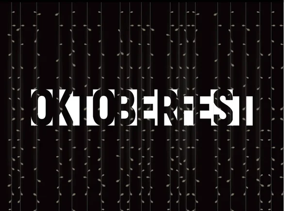 Oktoberfest texto sobre fondo oscuro con ilustración vectorial luces. Decoración festiva de la cerveza. Letras de estilo de espacio negativo para fiesta munich . — Vector de stock