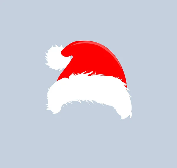 Ícone de chapéus vermelhos de Natal. Papai Noel figurino vetor ilustração. Ano Novo foto portreit elemento . — Vetor de Stock
