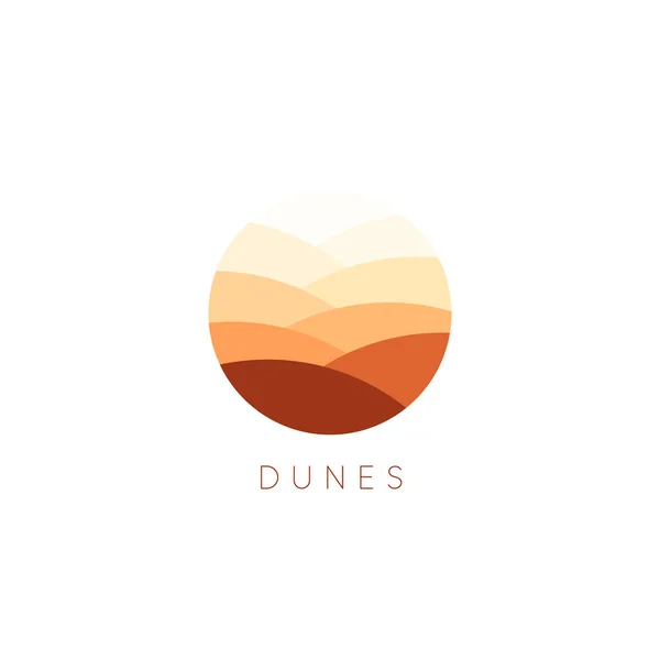 Icona vettoriale dune di sabbia. Modello di logo paesaggio deserto. Logotipo astratto rotondo in stile piatto . — Vettoriale Stock