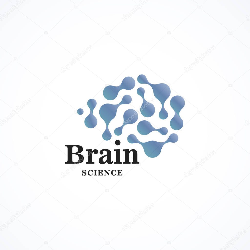 Color round shape vector icon. Creative brain logo template. Round science technology logotype. Simple style sign. Blue abstract symbol. Isolated vector illustration on white background