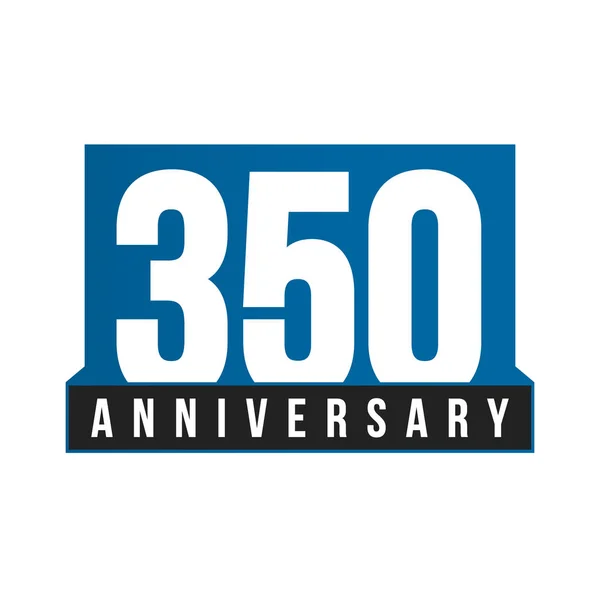 350th Anniversary vector icon. Birthday logo template. Greeting card design element. Simple business anniversary emblem. Blue strict style number. Isolated vector illustration on white background. — Stock Vector