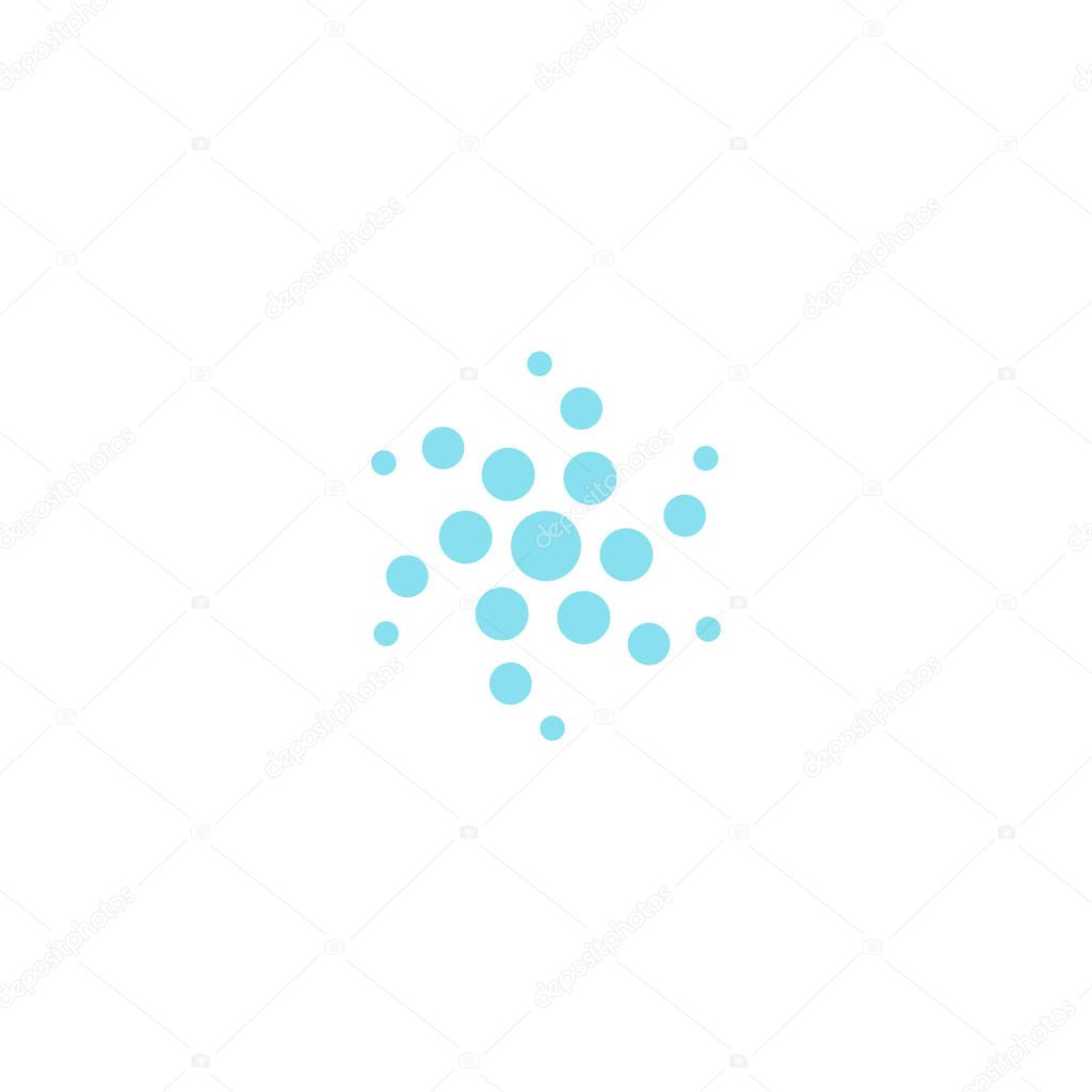 Circle twirling Dots vector icon.Air or water cleaning and ventilation logo template. Round technology logotype. SImple flat style sign.Blue fresh abstract symbol.Isolated vector illustration