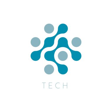 Daireler vektör simgesi. Yeni teknoloji Logo şablonu. Teknoloji logo çapraz. Nokta soyut sembolü. İzole vektör çizim boş arka plan üzerinde.