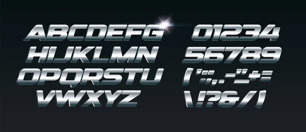 Çelik harfler kümesi. Spor etkinlikleri ve promosyonlar veya logolar gibi dinamik kompozisyonlar için yazı tipi. Tipografi tasarım, metal tarzı,