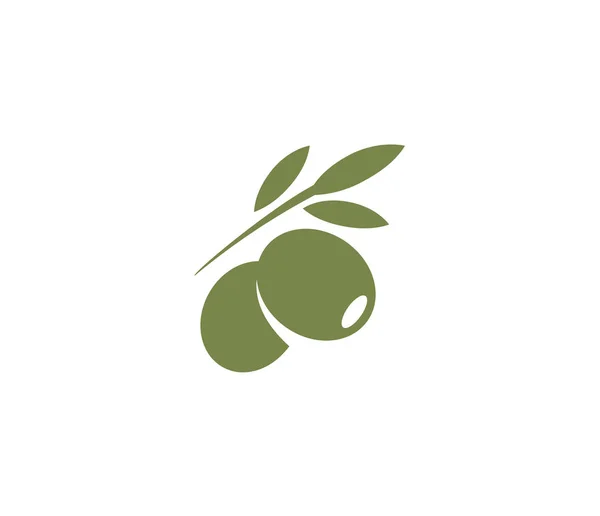 Um emblema de azeitonas. Azeite logotipo elemento. Ramo de azeitona verde, folhas e fruto. Sinal alimentar natural . —  Vetores de Stock
