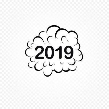 2019 komik konuşma balonu. Pop sanat tasarım. Tasarım öğesi yeni yıl ve Noel komik çizgi roman. Vektör çizim.