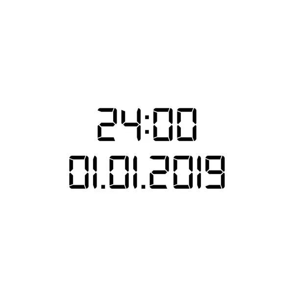 正確な時間と新しい年の日付。デジタル画面の数字。電子スコアボード。新年のお祝いを飾るスタイリッシュなコンセプト。ベクトル図. — ストックベクタ