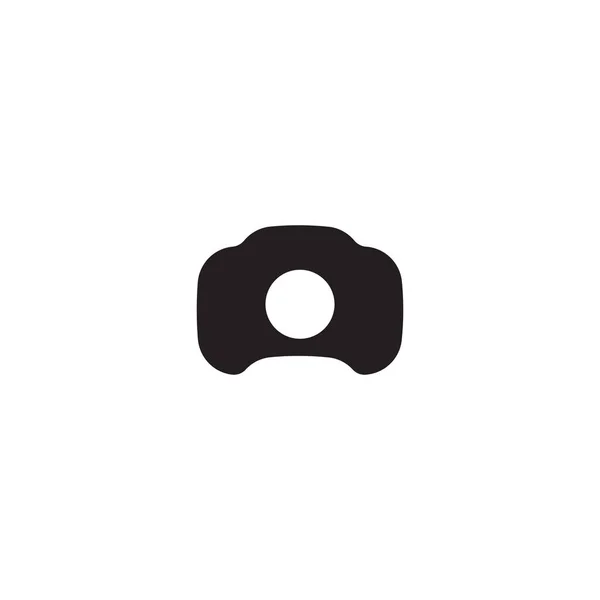 Logo del retrato fotográfico. Fotógrafo Vector silueta negra. Plantilla de emblema de estudio fotográfico sobre fondo blanco . — Vector de stock