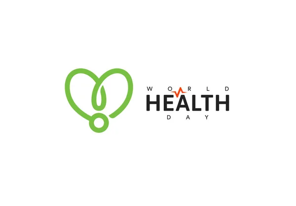 Dag pictogram van de gezondheid van de wereld. Groen lint, bevordering van de gezondheid, medische symbool. Gezondheidszorg conceptontwerp. Geïsoleerde vectorillustratie. — Stockvector