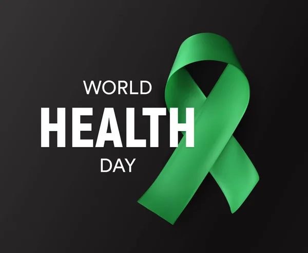 World health day icon. Green ribbon, Health promotion, medical symbol. Healthcare concept design. Isolated vector illustration.