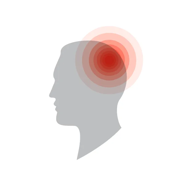 Icona medica. Mal di testa, dolore alla testa, emicrania, stanchezza. Appartamento semplice modello di poster informativo. Elemento infografico medico. Illustrazione vettoriale isolata su sfondo bianco . — Vettoriale Stock