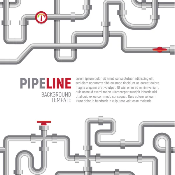 Pipelines poster concept. Pipes pattern, boiler room, piping, plumbing banner design template for marketing, social media, advertising, interior or web. Vector graphic. EPS10. — Stock Vector