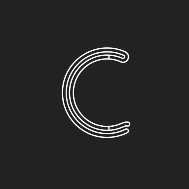 Çizgiler harf C, logo ve monogram için iplik labirent tarzı vektör latin harfi. Tipografi tasarımı.