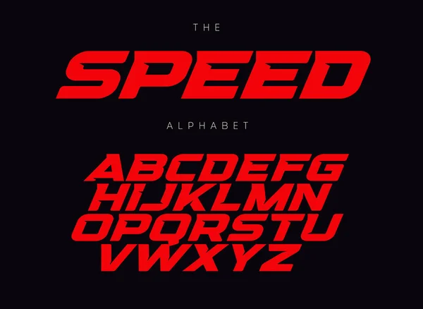 Speed letters set. Red race font. Italic bold racing style vector latin alphabet. Fonts for event, promo, logo, banner, monogram and poster. Typeset design. — Stock Vector