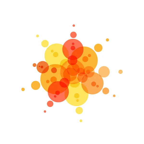 Festive icon. Red, yellow and orange circles, abstract fireworks, summer sun. Flat simple logo template. Modern emblem idea. Isolated vector illustration on white background. — Stock Vector