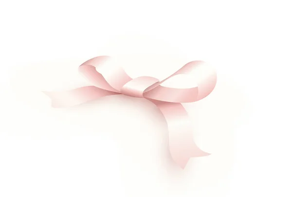 Arco rosa satinado, cinta de seda, decoración de regalo de cumpleaños, ilustración vectorial aislada sobre fondo blanco . — Vector de stock