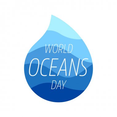 Dünya Okyanusları Günü tasarım şablonu. Okyanus sağlığı grafik sembolünü korur. Doğa koruma logosu. Çevre gezegeni izole vektör çizimi.