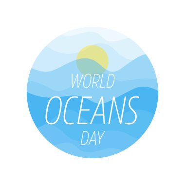 Dünya Okyanusları Günü tasarım şablonu. Okyanus sağlığı grafik sembolünü korur. Doğa koruma logosu. Çevre gezegeni izole vektör çizimi.