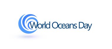 Dünya Okyanusları Günü tasarım şablonu. Okyanus sağlığı grafik sembolünü korur. Doğa koruma logosu. Çevre gezegeni izole vektör çizimi.