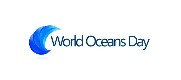 Plantilla de diseño del Día Mundial de los Océanos Salud del océano proteger símbolo gráfico. Logo de cuidado de la naturaleza. Medio ambiente planeta Ilustración vectorial aislada . — Vector de stock