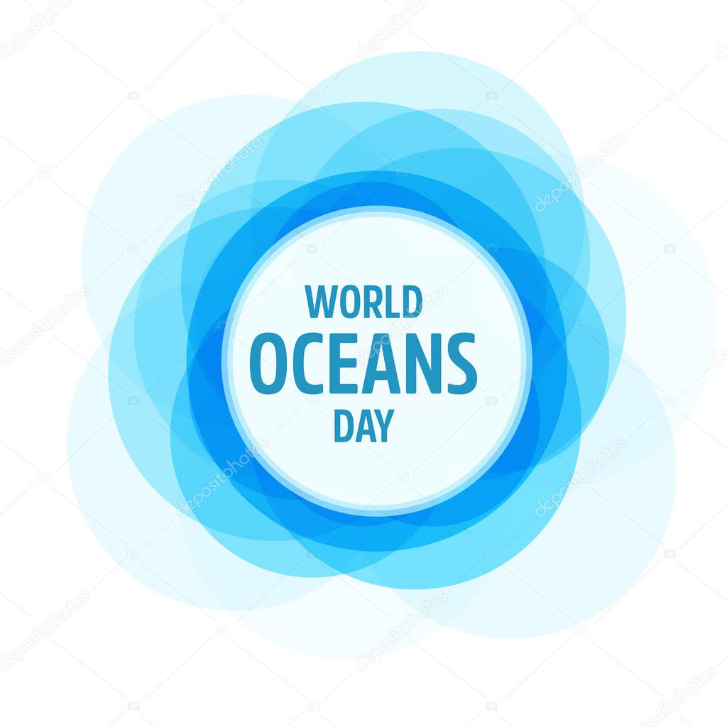 World Oceans Day design template. Ocean health protect graphic symbol. Nature care logo. Environment planet Isolated vector illustration