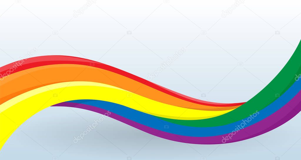 Rainbow flag, LGBT movement. Modern unusual shape. Lesbian, gay, bisexual, and transgender symbols. Design template for decoration of flyer and card, poster, banner and logo. Isolated vectors