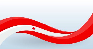 Kanada Ulusal bayrak sallıyor. Modern sıradışı şekil. El ilanı ve kart, poster, afiş ve logo dekorasyonu için tasarım şablonu. Yalıtılmış vektör illüstrasyonu.