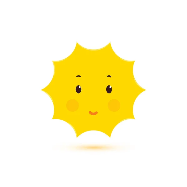 Happy Smiling Sun, icône isolée vectorielle. Jolie forme brillante. Conception de style Kawaii. Modèle de logo . — Image vectorielle