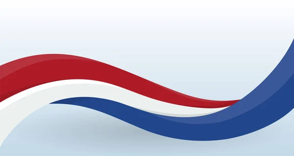 Nederländerna waving nationella flaggan. Modern ovanlig form. Designmall för dekoration av Flyer och kort, affisch, banner och logotyp. Isolerad vektor illustration. — Stock vektor
